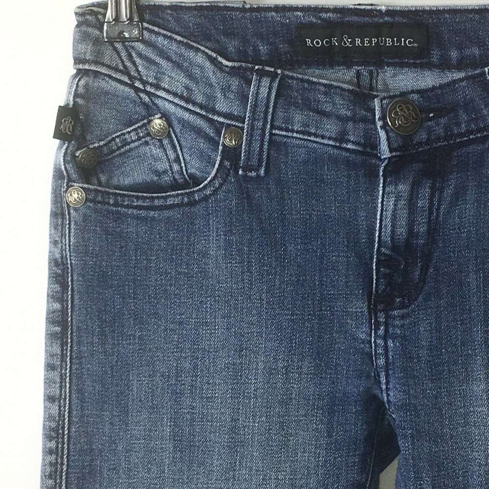 Rock And Republic Womens Kasandra Jeans Sz 0 Blue Wash Denim 5 Pocket 31" Inseam - Picture 6 of 12